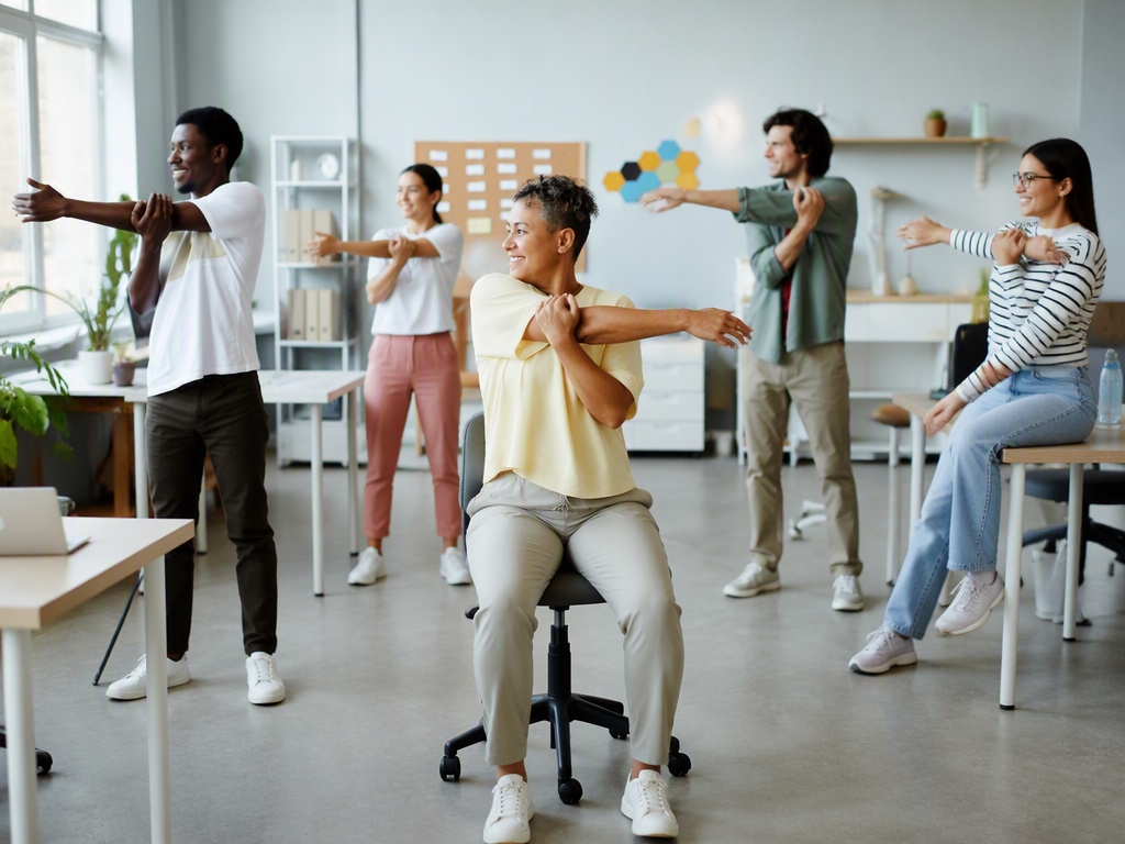 Equipo de colaboradores participando en una actividad de movimiento inclusiva