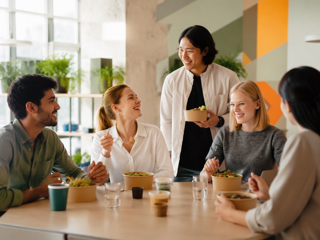 Colaboradores disfrutando una experiencia de alimentación en su lugar de trabajo